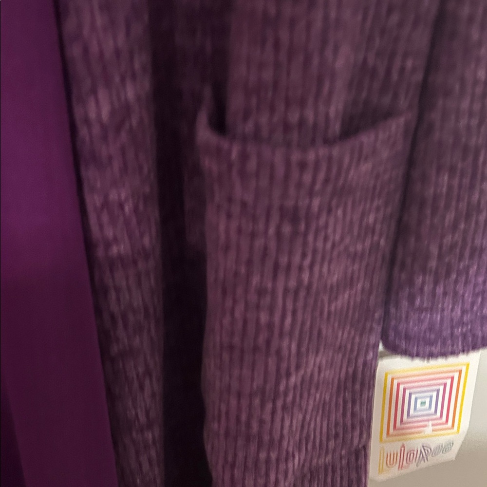 LuLaRoe: Vibrant Purple long duster open front Knit Sweater. Small. - Picture 4 of 6